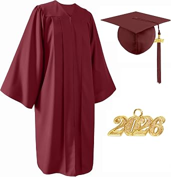 Unisex Matte Graduation Gown Cap Tassel Set 2023 for High School and College
