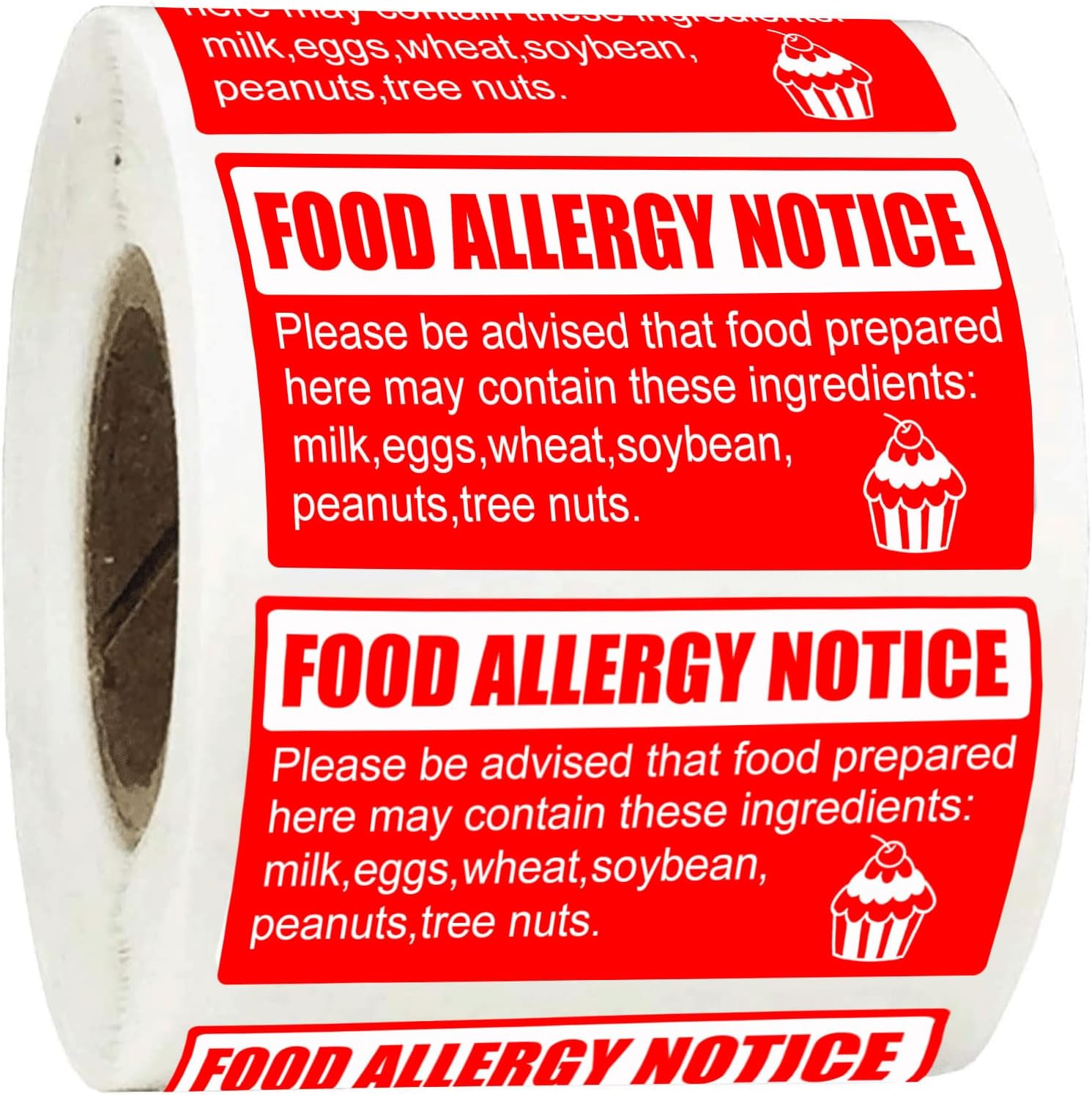 Allergy Sticker for Cake Food Allergy Stickers 1 x 2 Inch
