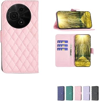jioeuinly Case Compatible for TCL 605 Phone Case Cover [with Tempered Glass Screen Protector] Flip Stand Cover Women Wallet Pink