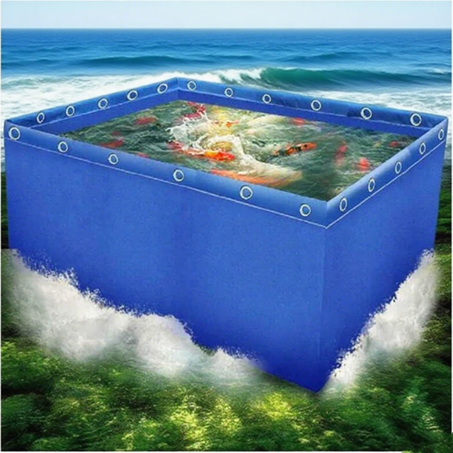 Serbatoio dell'acqua per acquacoltura con valvola di scarico, resistente tela pieghevole in PVC per pesci e animali acquatici, portatile, per esterni, giardino d'acqua