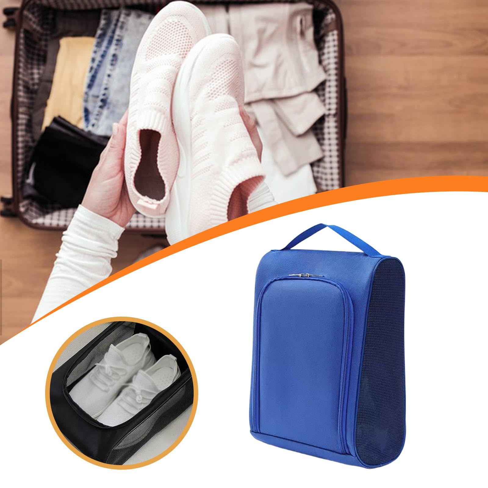 Borsa per Scarpe da Golf, Porta Scarpe Portatile Oxford con Ventilazione, Cerniera E Maniglia Resistente, Adatta per Uomini, Donne, Palestra, Lavoro, Blu