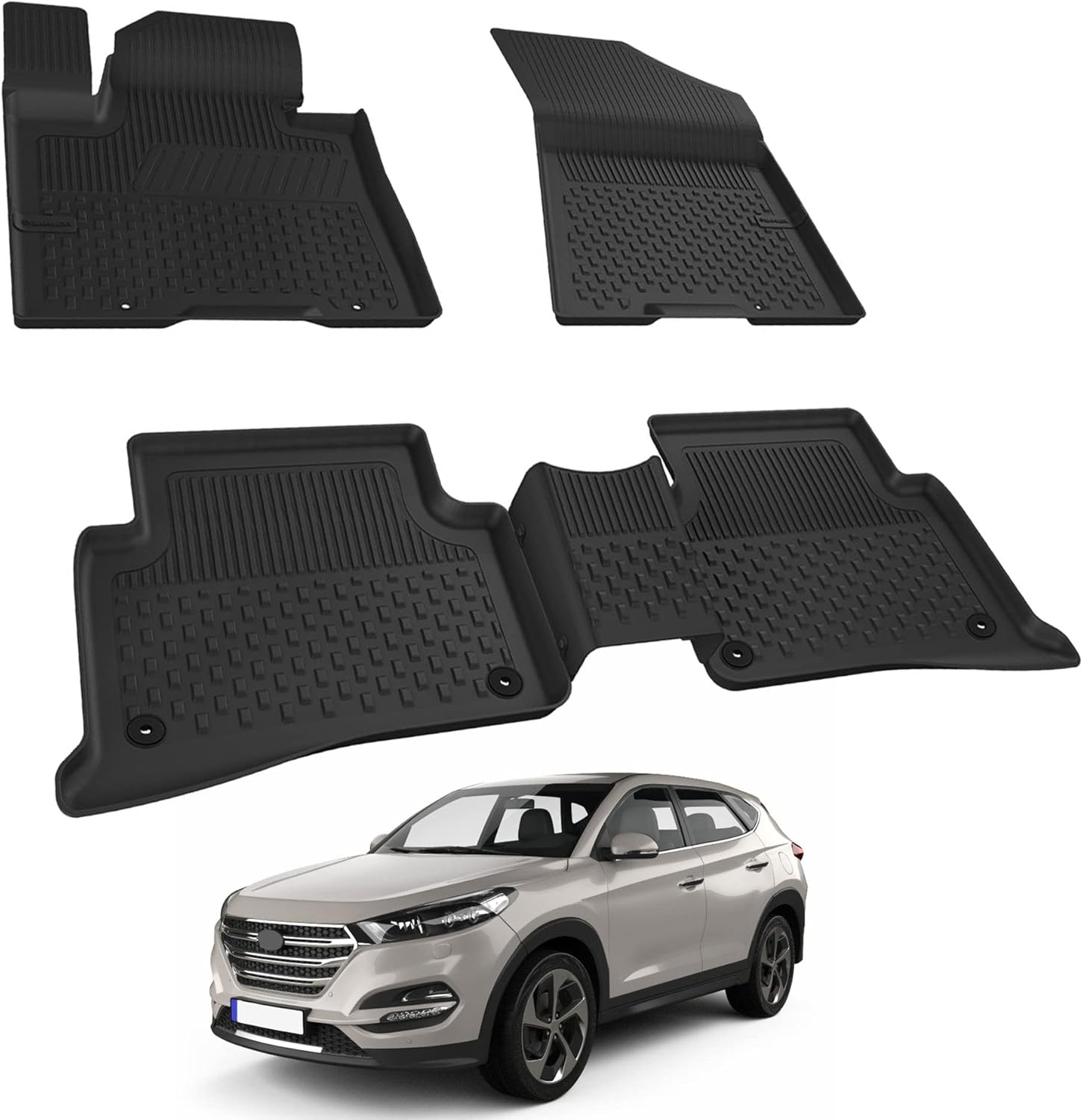 Tappetini Auto In Gomma Per Fiat 500 | Set 4 Pezzi | Antiscivolo | Design Alveolare | Cod. KA8431 - Foto 10