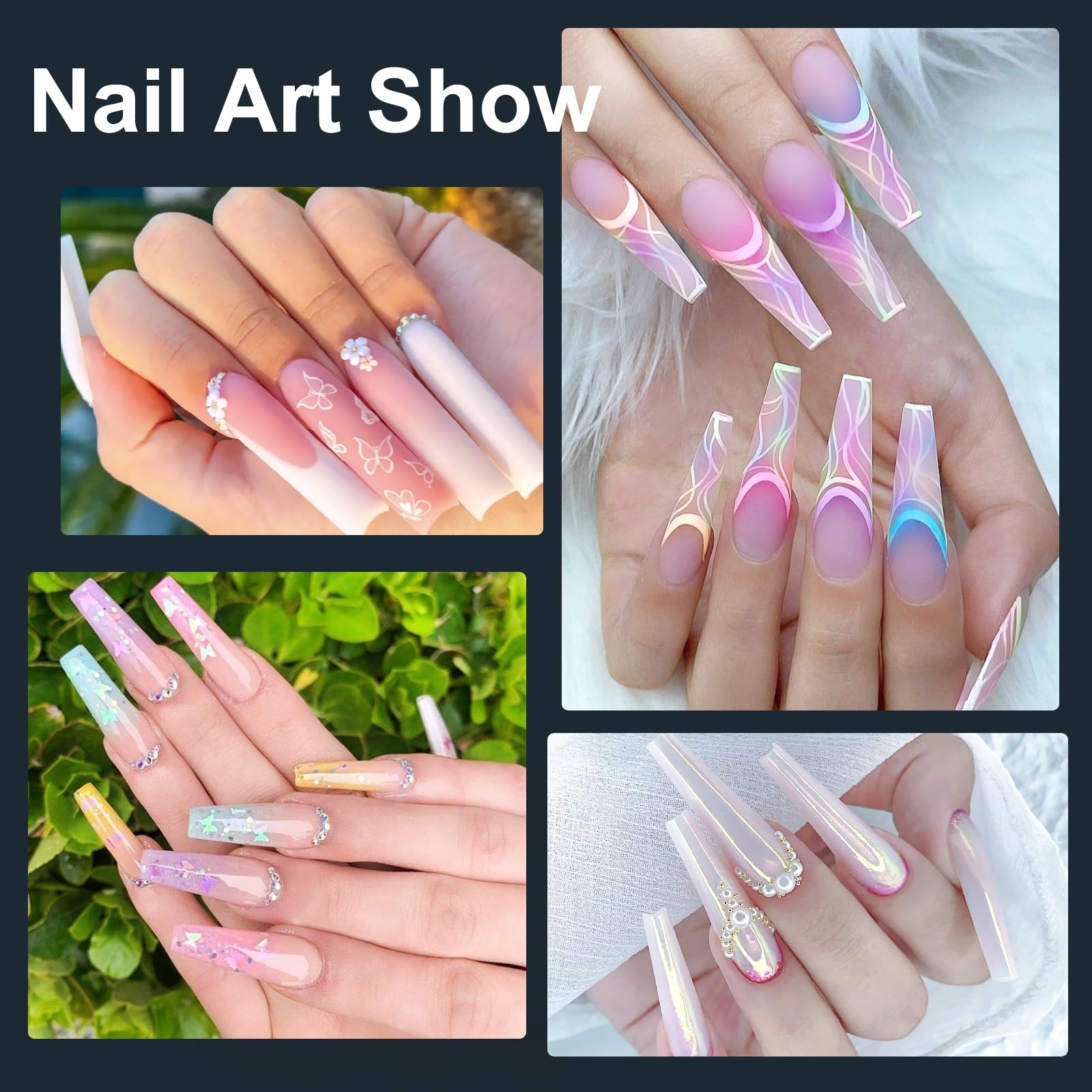 480 Pezzi Unghie Finte Trasparenti: Extra Lunghe Tip Unghie - XL Curva a C Nail Tips - Semicoperte Acrilico Unghie Finte (Trasparente, Naturale)