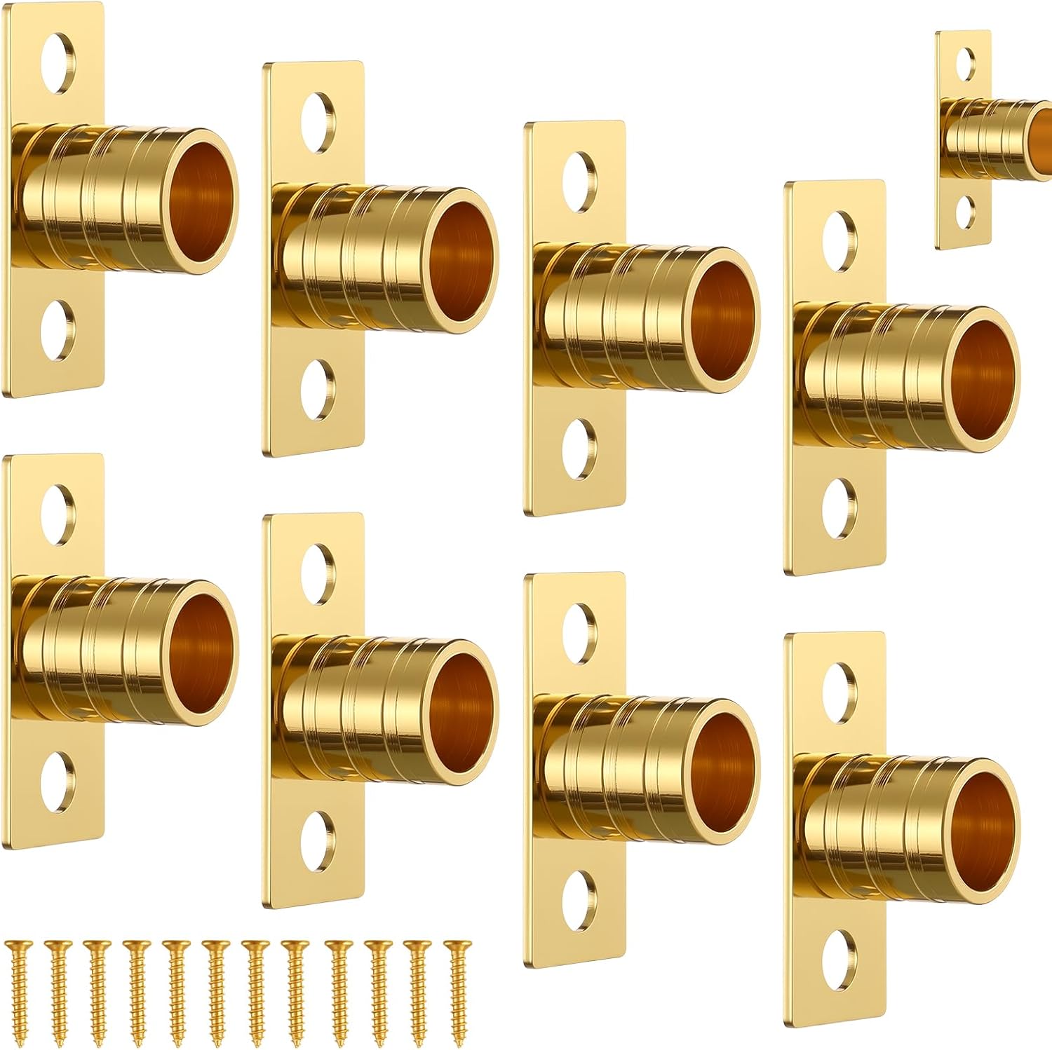 Pelopy 8 Pcs Inside Mount Curtain Rod Bracket 3/8" Bracket Set for 3/8" Rodding (Brass)