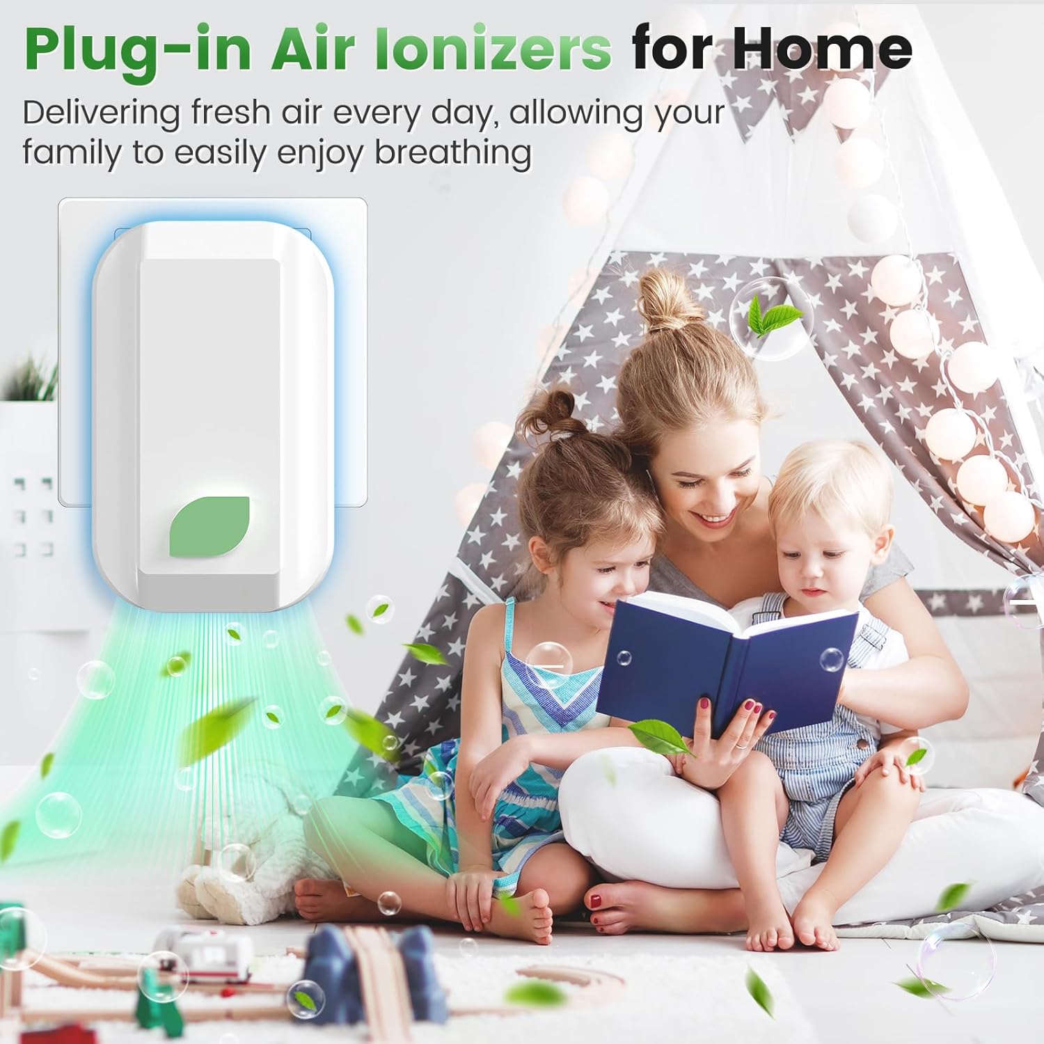 Limpin Plug In Air Ionizers-4Pack, Negative Ion Air Purifier for Home Quiet Operation Ionic Air Purifier for Bedroom Portable Air Cleaner for Office Living Room, kitchen, Bathroom,Pet Room (4Pack)