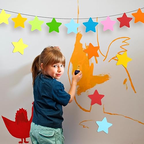 Miniatura 7 de 72 piezas de papel con recortes de estrella, papel colorido de estrellas de 6 pulgadas, decoración de tablón de anuncios de Star Wars para fiestas,