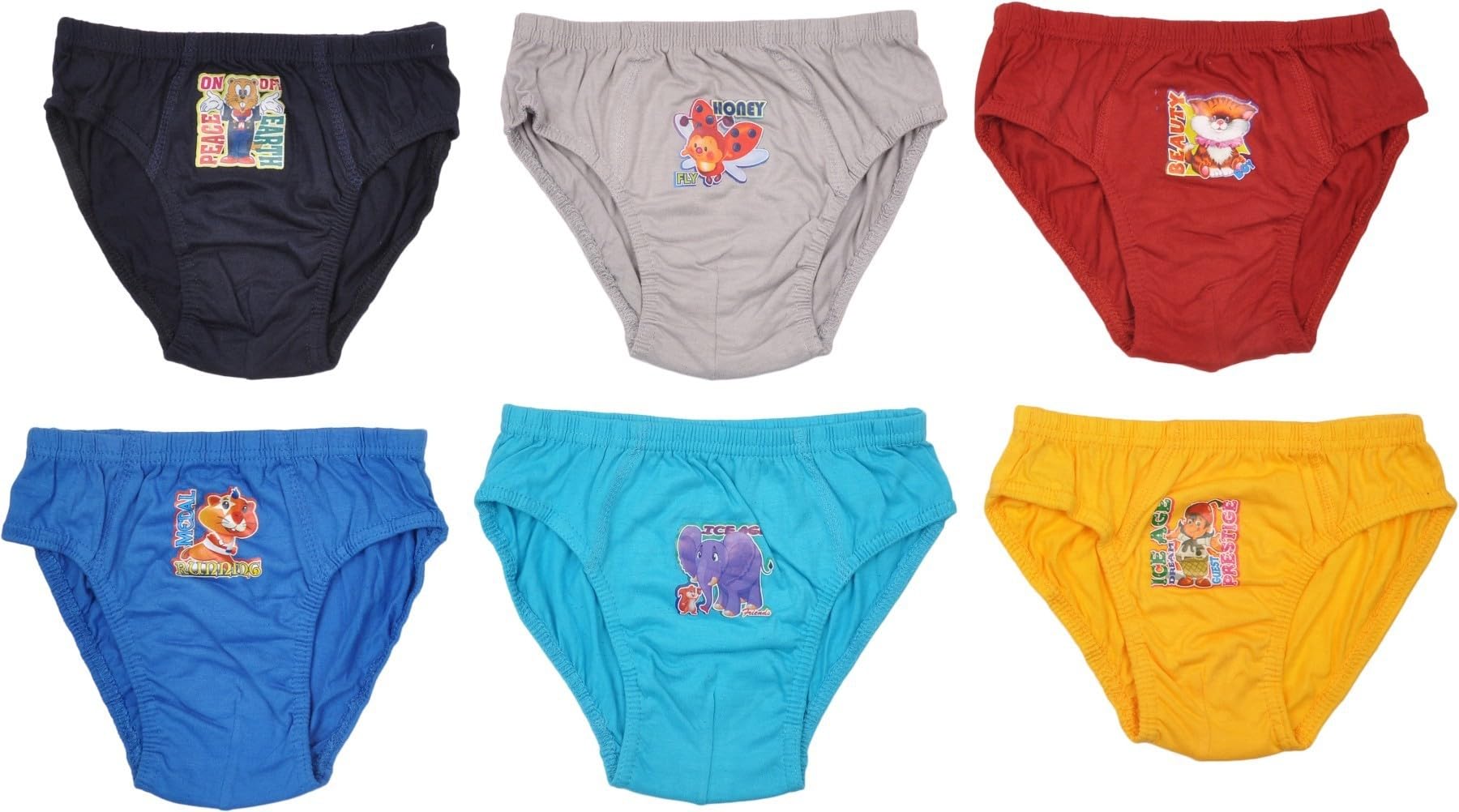 ACE AGRI Cotton Blend Casual Solid Brief for Boys (Pack of 6) (Prints and Color May Vary)