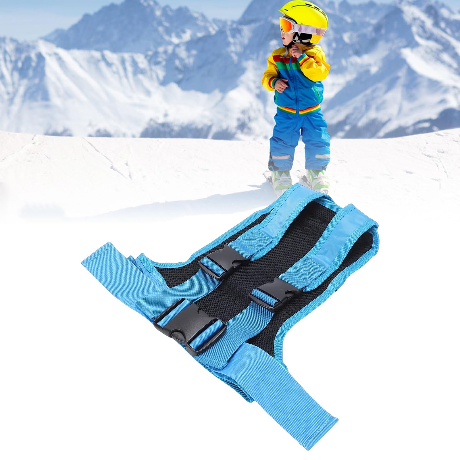 Harnais de ski réglable pour enfants - En nylon PVC - Bleu