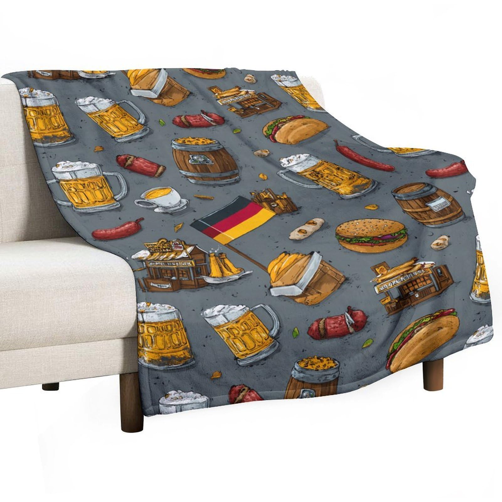 CGSBNGHA Germany Flag Beer German Food Flannel Fleece Blanket Lightweight Soft Throw Blankets for Sofa Couch Bed Chair