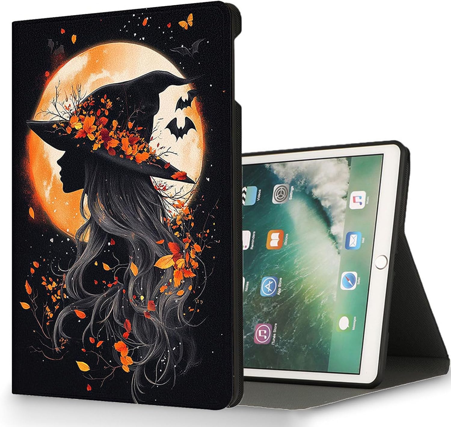 for Samsung Galaxy Tab A11 Plus 2025/ Tab A9 Plus 2023 11 inch Tablet Case,Auto Wake/Sleep,Adjustable Stand Protective Cover - Halloween Witch Moon