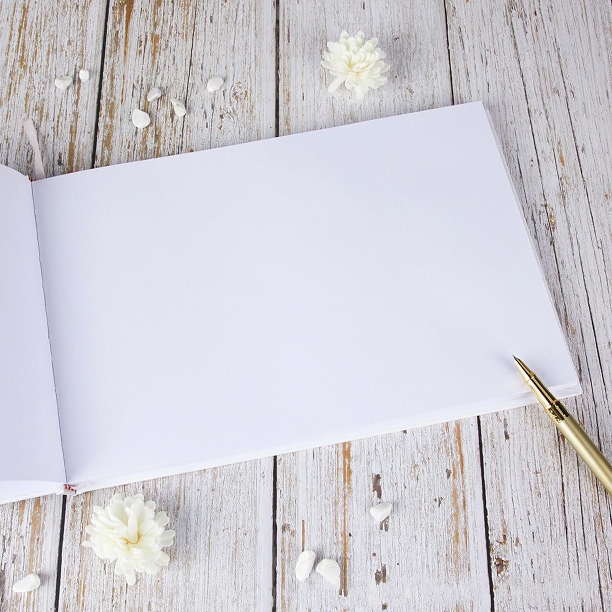 Grand livre d'or de mariage personnalisé A4 avec couronne florale, couverture rigide, scrapbooking de mariage personnalisé – Livre d'or personnalisé for couple – Cadeau de fiançailles, motif cœur d'am