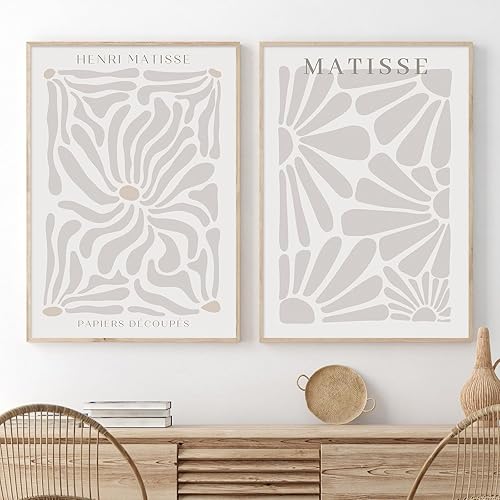 Pósteres de Matisse beige moderno, pintura abstracta de Matisse, póster de arte abstracto de mediados de siglo, arte de pared de Matisse neutro,