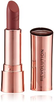 Makeup Revolution Satin Kiss Lipstick, Intense Color, Available In 12 Shades, Vegan & Cruelty-Free, Rosa, 3.5g