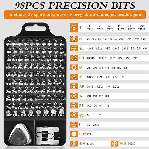 Miniatura 2 de Juego de destornilladores de precisión, 117 en 1, kit de herramientas de reparación de electrónica con 10 piezas de limpieza de computadora, brocas