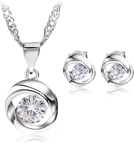 Amazon Aliba ネックレス ピアス レディース 人気 アクセサリー 女性 スタッドピアス シンプル キュービックジルコニア 45 52cm調整可能 ギフトバッグ付き ネックレス 通販