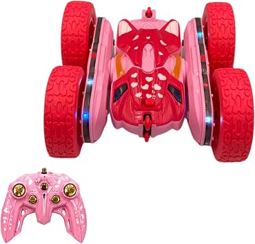 Oyuncak LED I kl  360  Akrobat Uzaktan Kumandal  Araba  arjl  4x4 Off Road Dubl r Oyuncak Araba Pembe