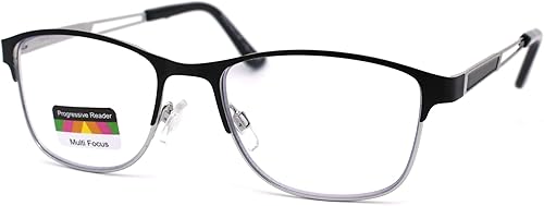 Rectángulo de metal medio borde bisagra de resorte 3 gafas de lectura progresivas multifocales