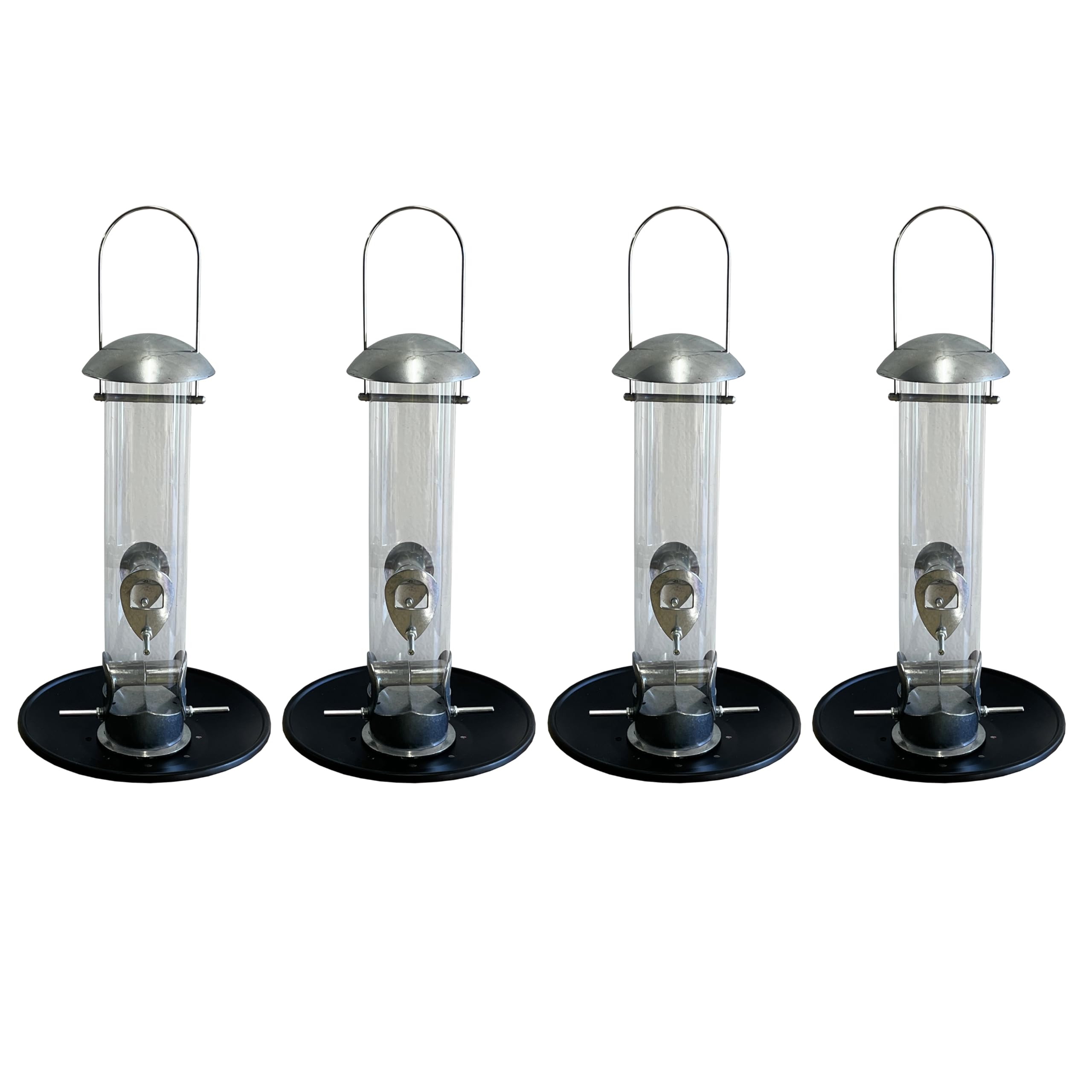 Selections Heavy Duty Aluminium Wild Bird Seed Feeders with Seed Catcher Trays - Pack of 4
