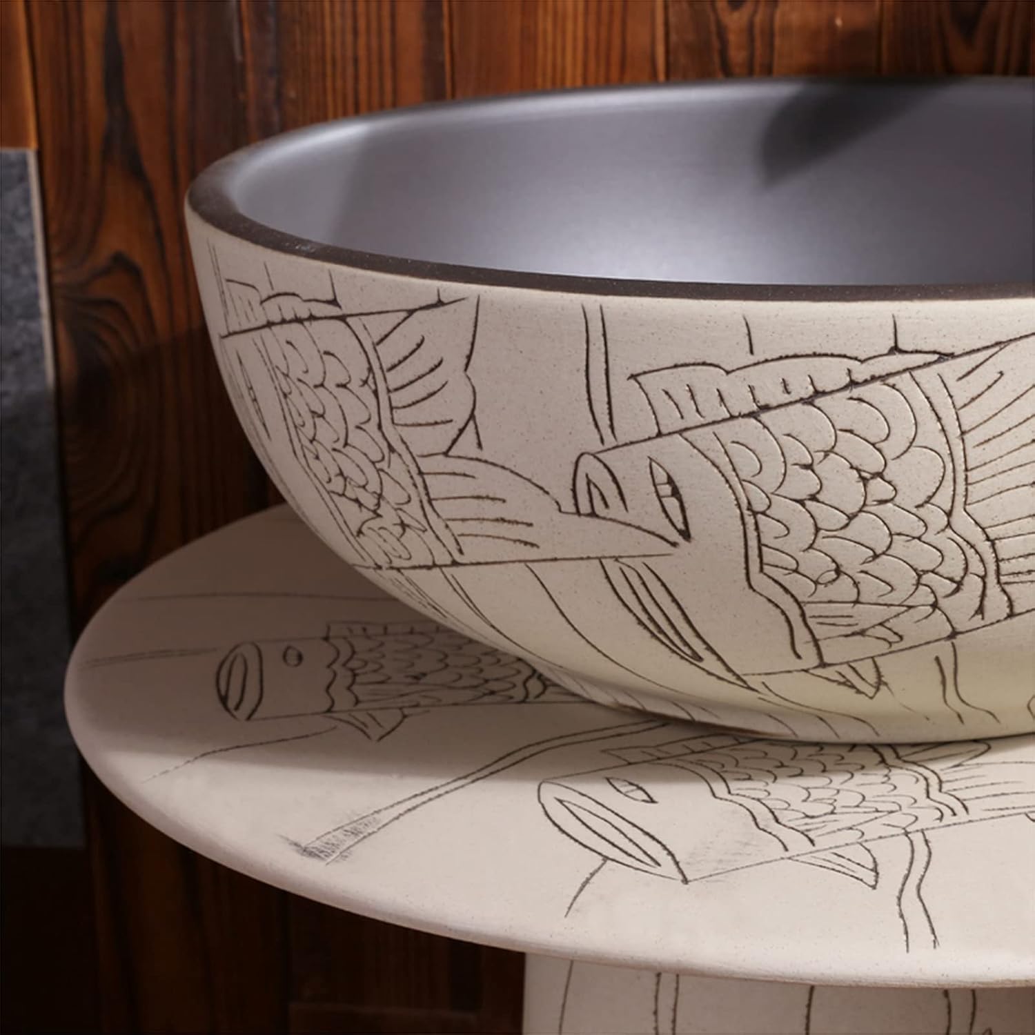 Bathroom Mobile Floor Stand Vanity Unit - Pedestal Bathroom Mobile Ceramic Retro Industrial Style Easy to Clean Floor Standing Washbasin Unit