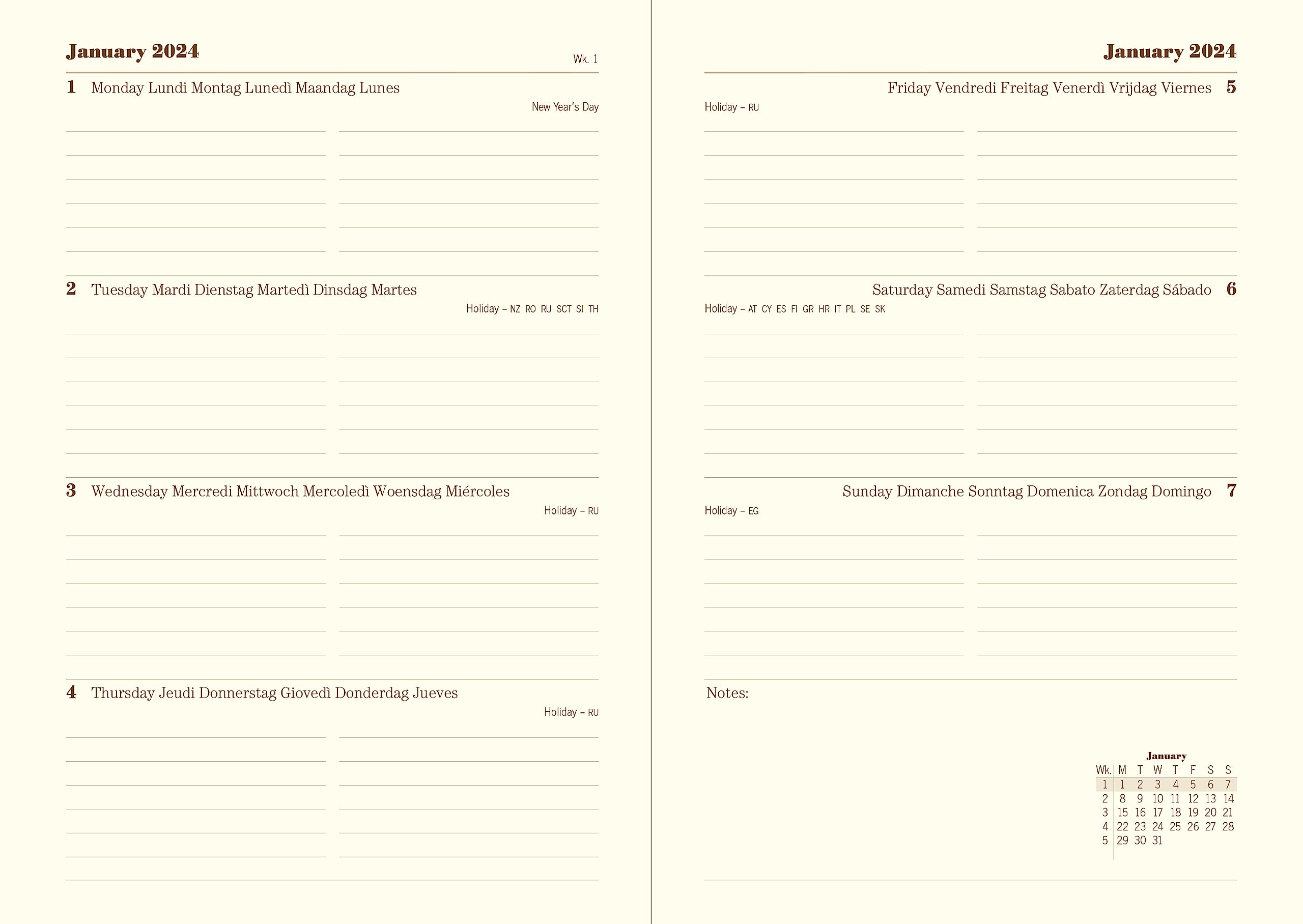 Letts Sovereign A5 week to view 2024 diary - red - Image 4