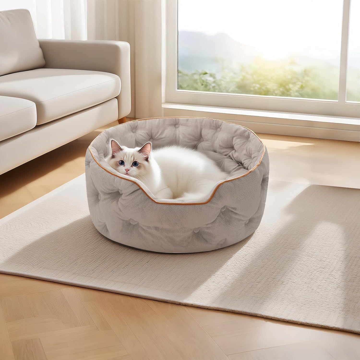 Cute Cat Beds Kitten Beds，Small Dog Beds, Washable Pet Beds for Puppy and Kitty, 20 Inch