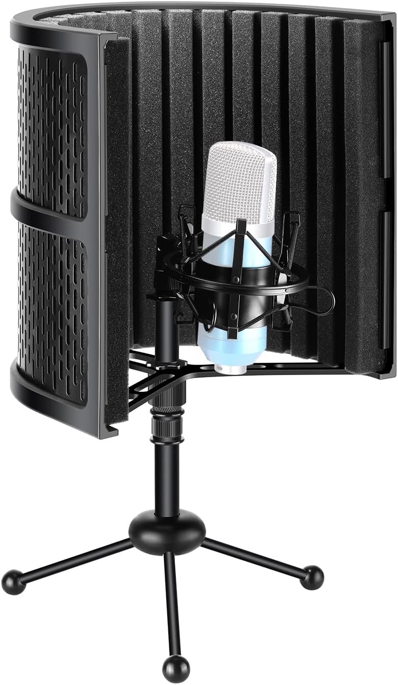 Neewer Table Microphone Insulation Windshield with Tripod, Sound Absorber Foam for Recordings (Microphone Holder and Shock Mount Not Included)