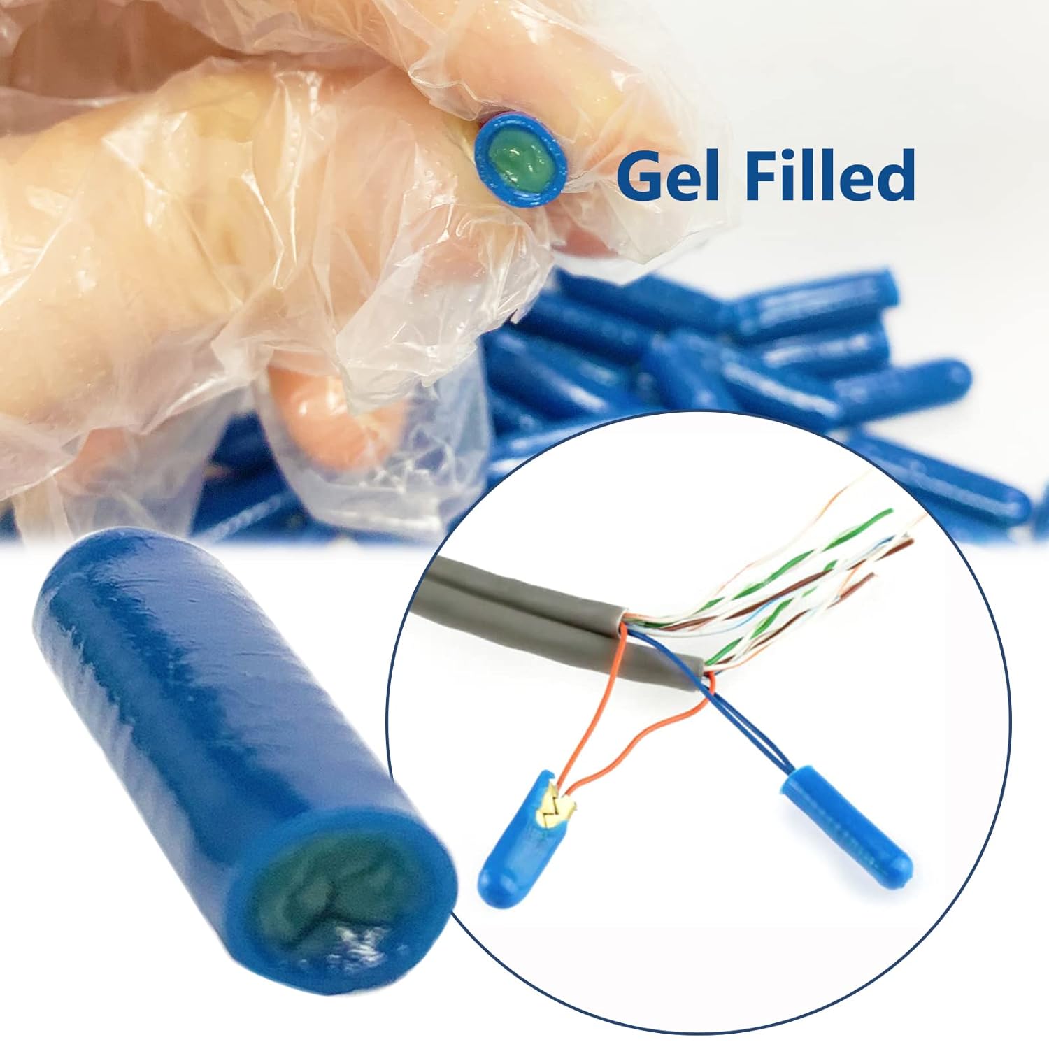 1000pcs B-Connector Wire Telephone Alarm Wire Crimp Beanies Splices for Low Voltage (Blue-Type I)