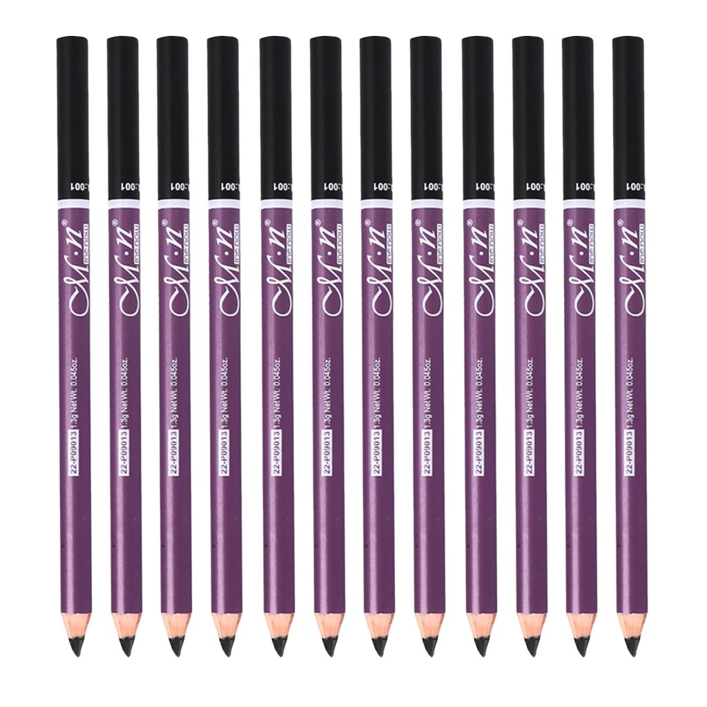 12-Piece Beauty Eyebrow Pencil Set with Brush for Perfect Makeup, & -Sweat, for Beginners, Black/Dark Brown/Brown, Trending Makeup Tool - Black