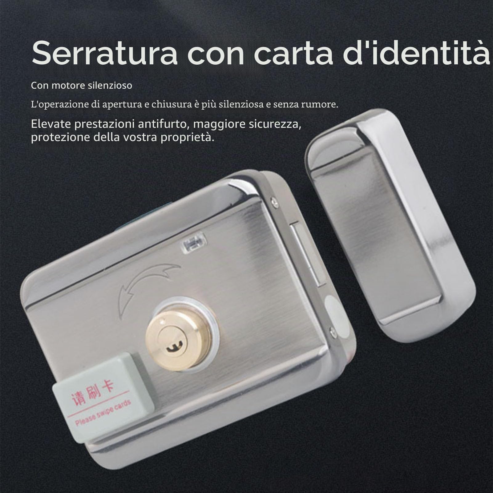 Serratura Elettrica Elettronica per Porta Esterna, Magnetico e Infrarossi, Installazione Senza Fili, 88mm, Smart e Silenziosa - Sicurezza Elevata per Casa e Ufficio