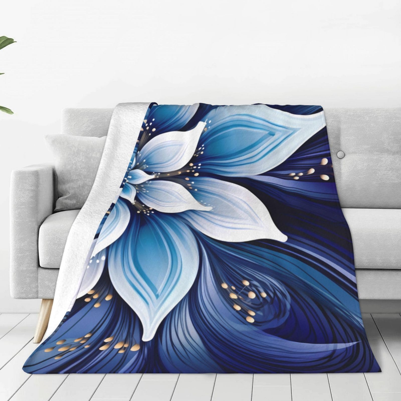 Couverture polaire de luxe chaude et douce en flanelle imprimée florale