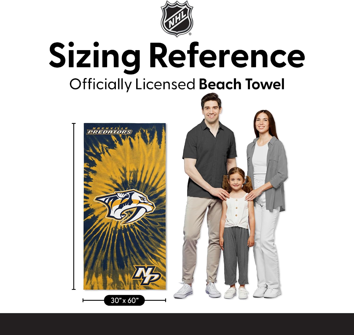 Northwest NHL Nashville Predators Psychedelic Beach Towel, Cotton Polyester Blend Lightweight Bath, Pool, Swim, Travel Fan Gear, 30 x 60 Inch