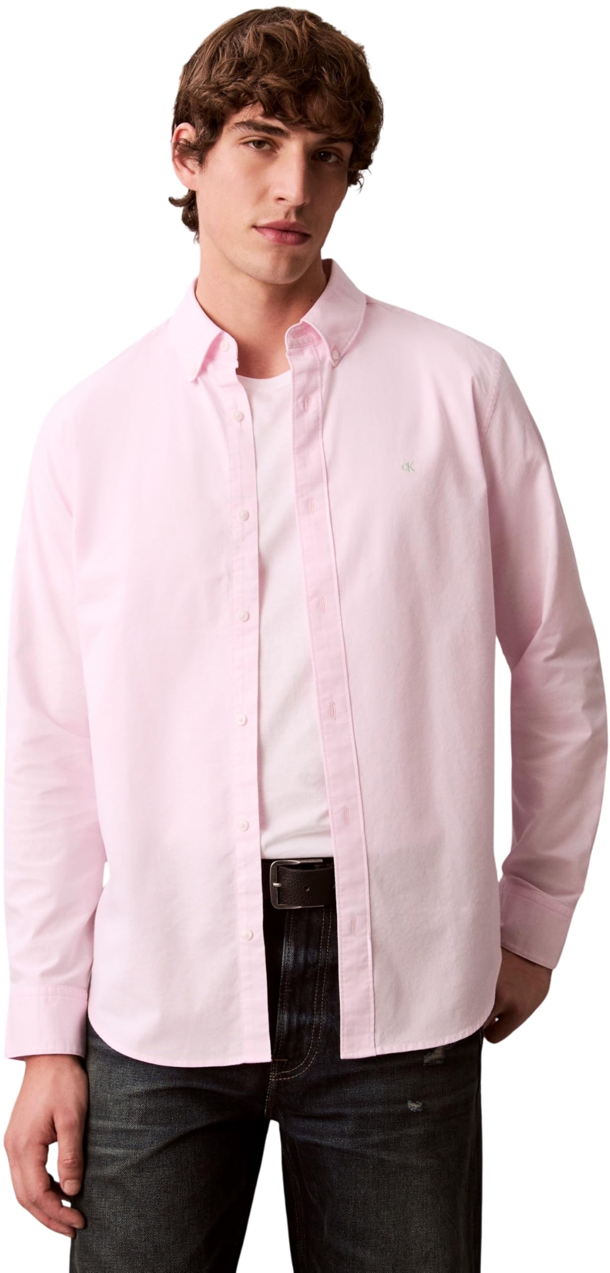 Calvin Klein Men's LS Solid Oxford Classic Shirt LV140EM125 Other Shirts, Pink (Pearly Pink), XL