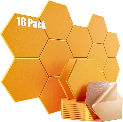 Miniatura 157 de Paquete de 12 paneles acústicos autoadhesivos de 12 x 10 x 0.4 pulgadas, paneles de espuma a prueba de sonido para paredes, diseño hexagonal