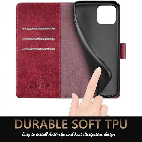 Miniatura 10 de SUANPOT Funda para iPhone 13 Pro Max 6.7 5G con bloqueo RFID, tarjetero de crédito, funda de piel sintética con tapa para teléfono, funda a prueba