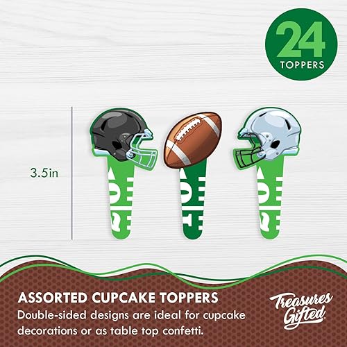Miniatura 2 de Treasures Gifted Decoraciones y envoltorios para cupcakes de fútbol con el número 24 de feliz cumpleaños, decoraciones para fiestas de fútbol,