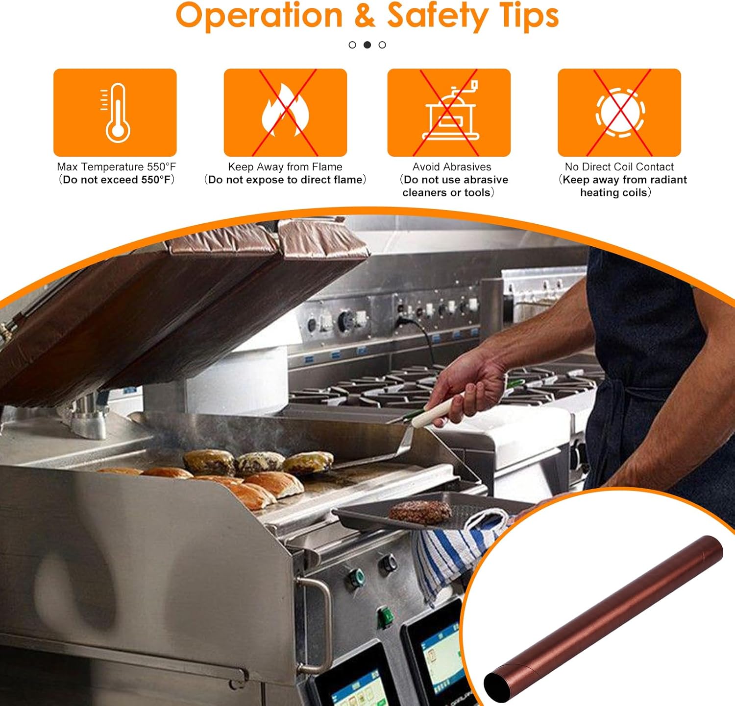 10 Pack PTFE Release Sheets with Bracket Loop for Taylor L820, L828 Clamshell Grills – 33.27"×20.79" (Black/Gold), OEM Replacement for #080595, Ideal for Bread and Buns