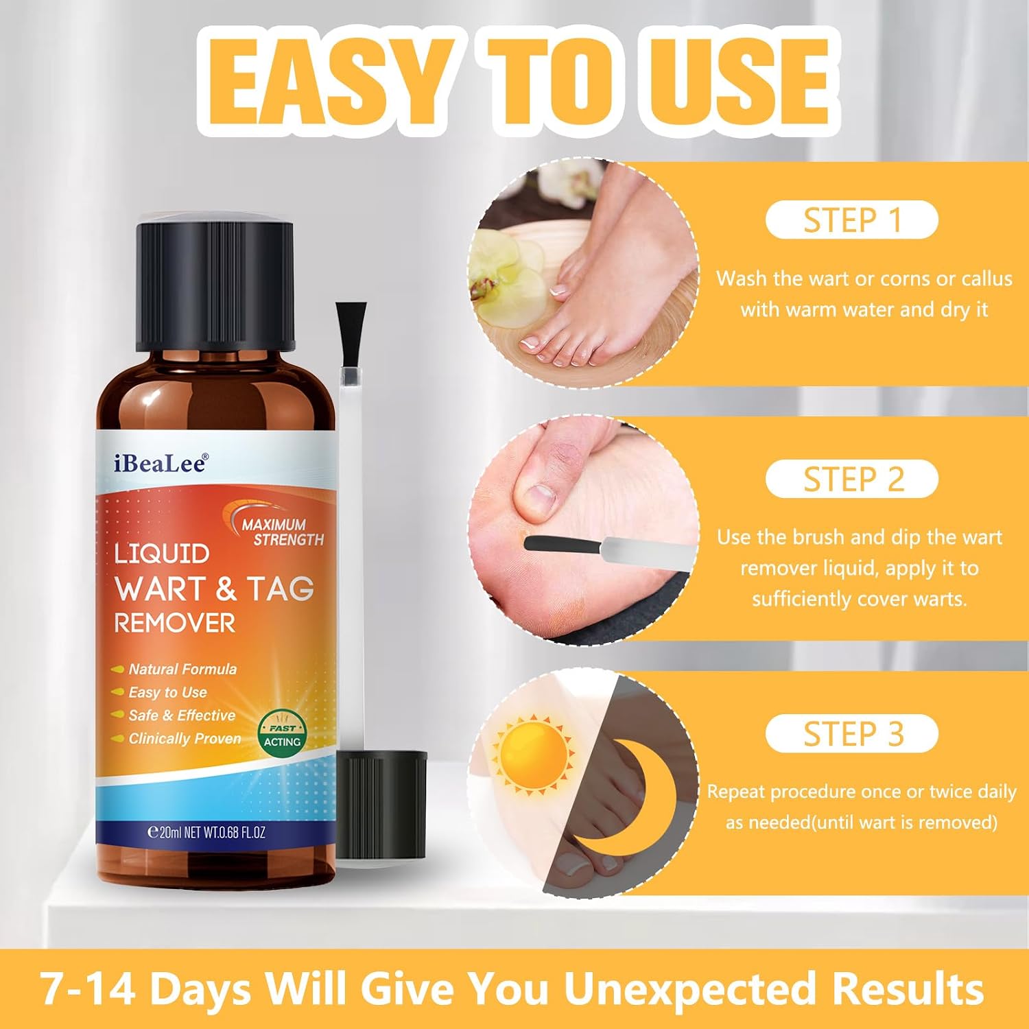 Fast-Acting Skin Tag Remover, Salicylic Acid Wart Remover for Hand Feet and Toes, Maximum Strength Liquid Skin Tag Removal for Plantar Wart, Common & Flat Wart, Callus, Corn