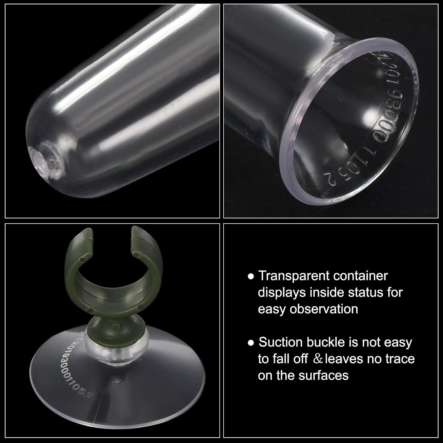 PATIKIL Floral Water Tubes with Suction Cup, 3 Pcs 0.6" ID 4" Plastic Wall Hanging Vase for Plants Flower Arrangement, Clear