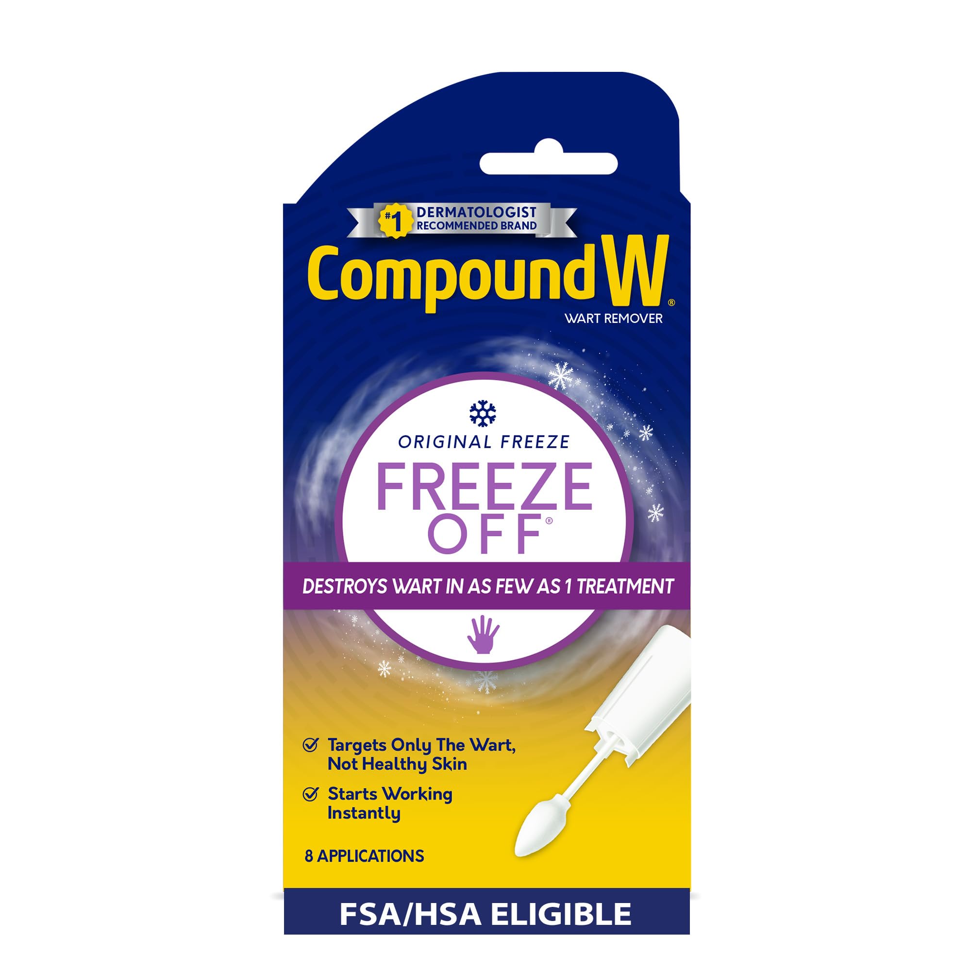 Compound W Freeze Off Wart Remover, Wart Removal System for Removing Common & Plantar Warts, 8 Applications