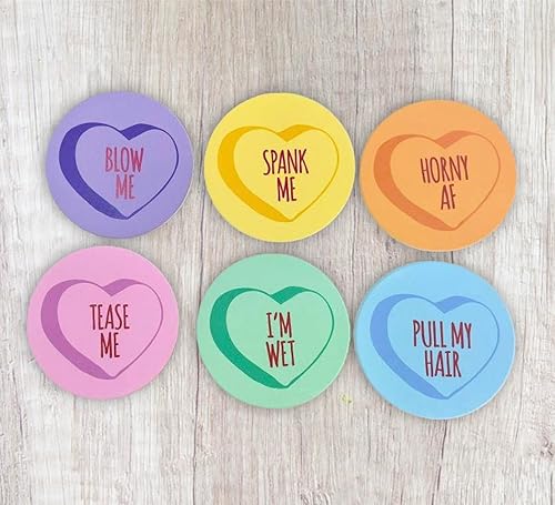 Miniatura 5 de Dirty Candy Heart - Juego de posavasos de cerámica de 6 piezas, divertido tema del día de San Valentín, estilo kinky bar, humor, cocina, sala de