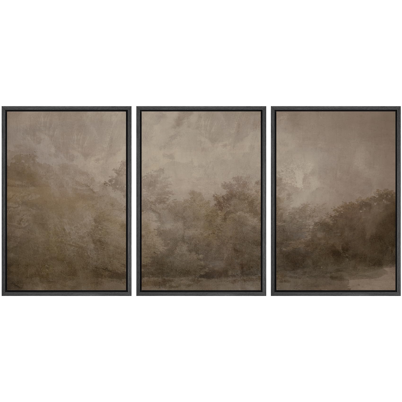 SIGNWIN Framed Canvas Print Wall Art Set Blue White Grunge Geometric Pattern Abstract Shapes Cozy Neutral Decorative Contemporary Minimal for Living Room, Bedroom, Office - 24"x36"x3 Natural — view 27