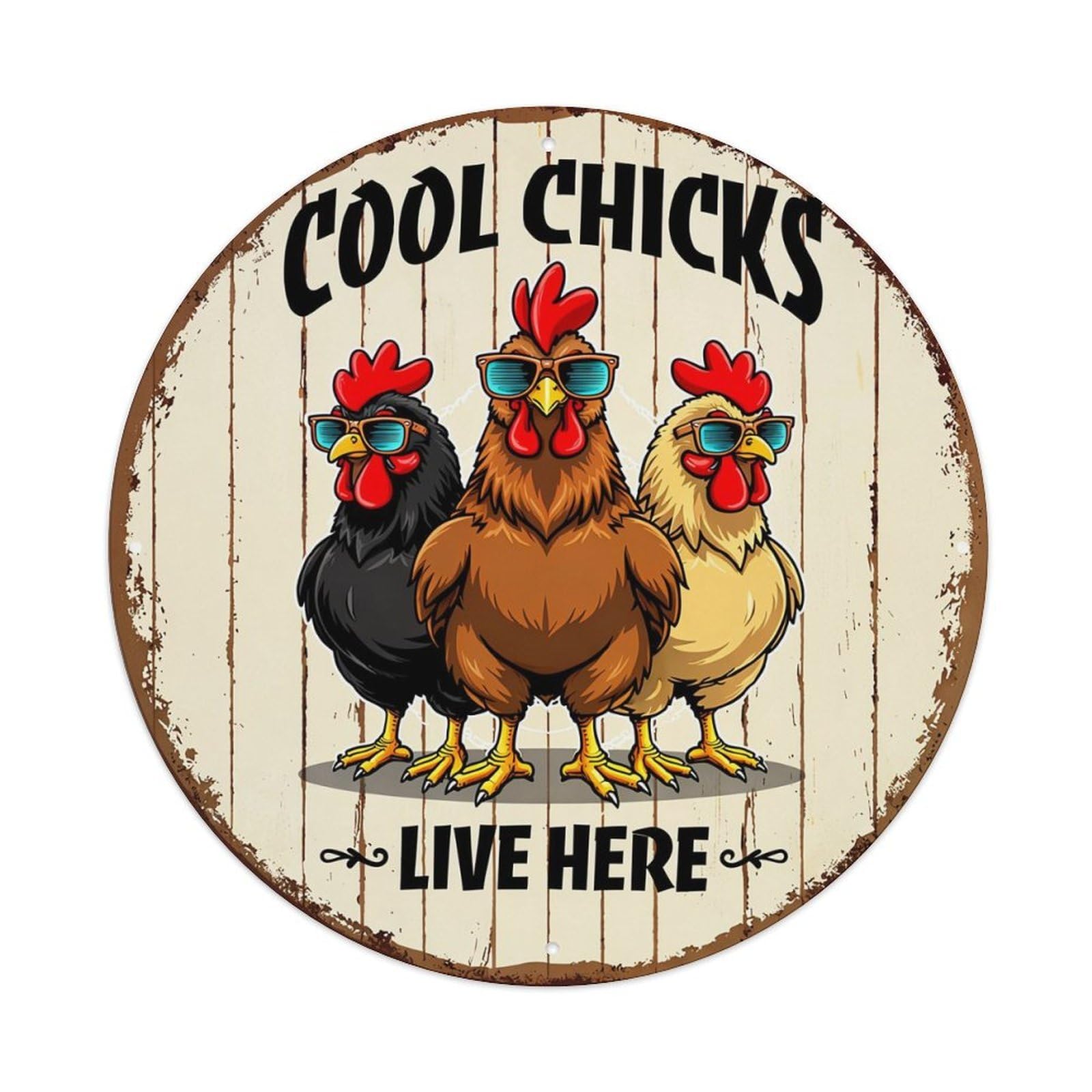 Cool Chicks Live Here Sign Tin Sign Metal Poster Vintage Metal Signs for Home Man Cave Bar Cafe Kitchen laundry room Wall Decorations 8x8 inches