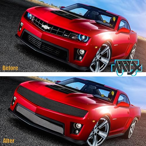 Miniatura 8 de Para 2010-2013 Chevy Camaro LT/LS V6 Phantom Billet Rejilla Insertos Parte Superior Negro Frontal Cubierta de Inserto Replament Aluminio 2011 2012