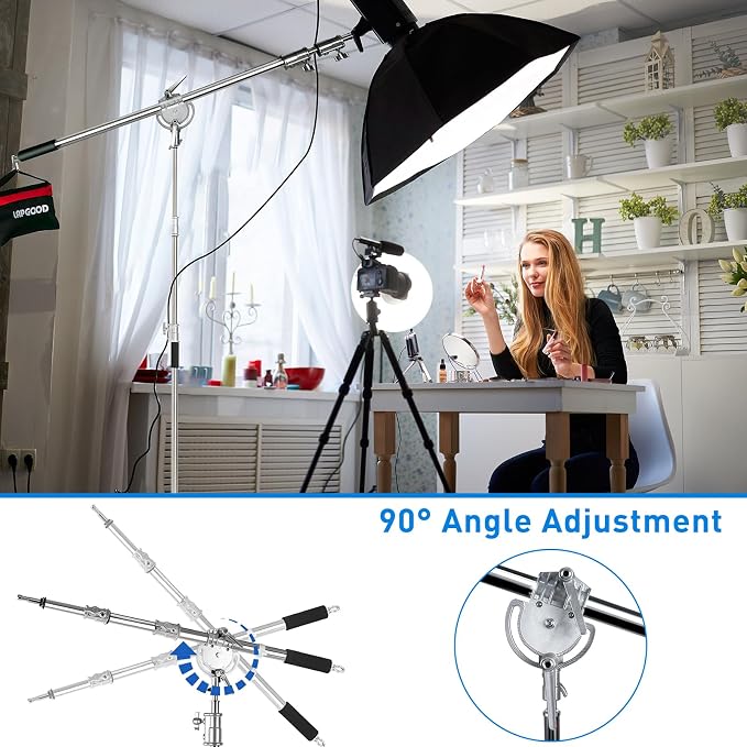 Soporte C con brazo para luces, acero inoxidable, altura 10.8 ft miniatura 2
