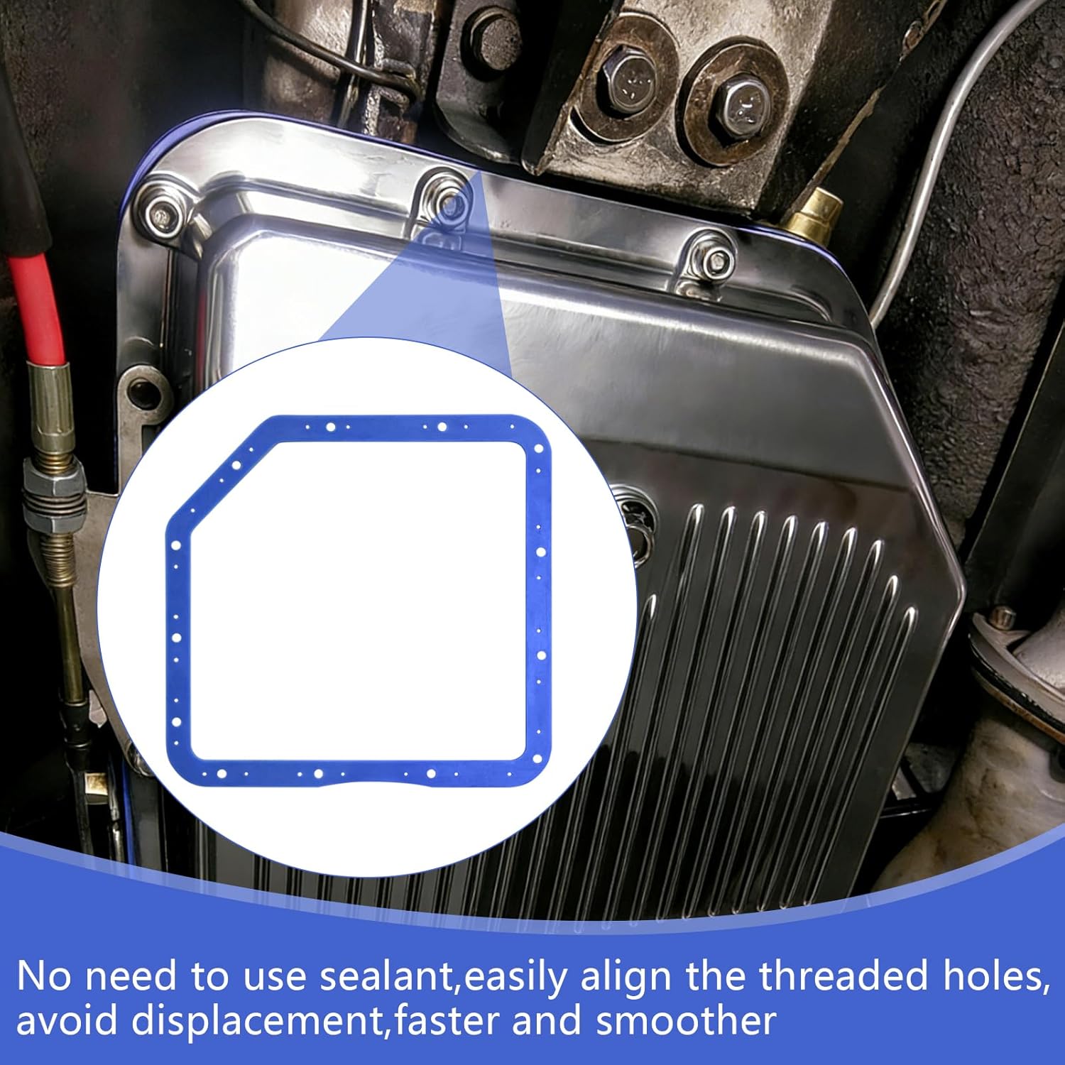Reusable Transmission Pan Gasket for GM Turbo 350 (TH350) - Upgraded Steel Core & Rubber Seal, Compatible with Moroso 93102, Heavy Duty Leak-Proof Oil Pan Gasket
