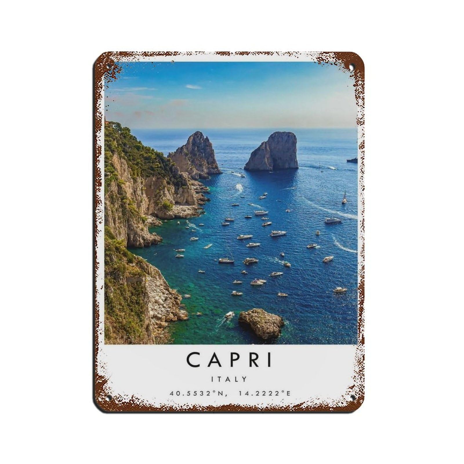 Capri Travel, Capri Poster Retro Poster Metal Tin Sign Chic Art Retro Iron Painting Bar People Cave Cafe Family Garage Poster Wall Decoration 12x16inch(30x40cm)