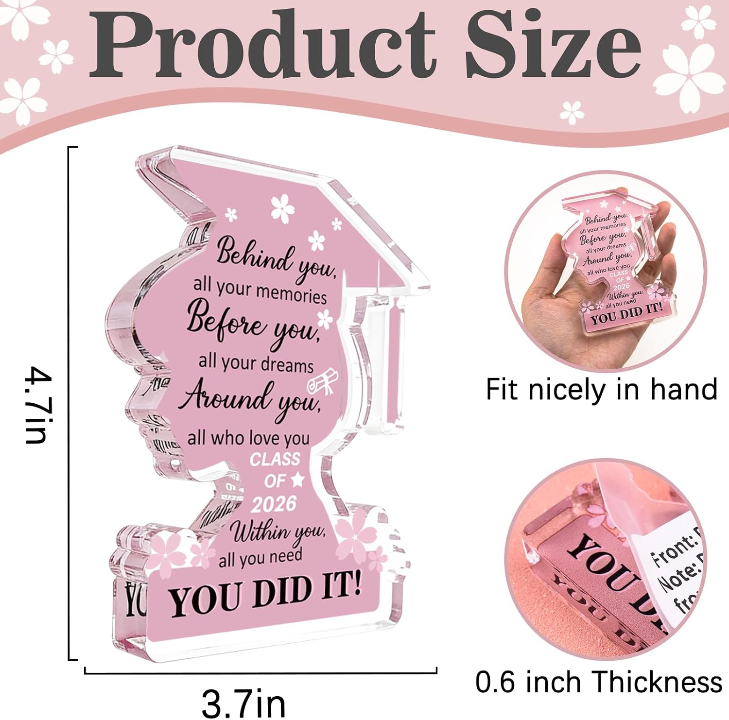 Graduation Decorations 2026 Class Of 2026 Graduation Gifts For Her College University College Middle Graduate Gifts For Women Personalized Acrylic Plaque Inspirational Decor Senior Keepsake