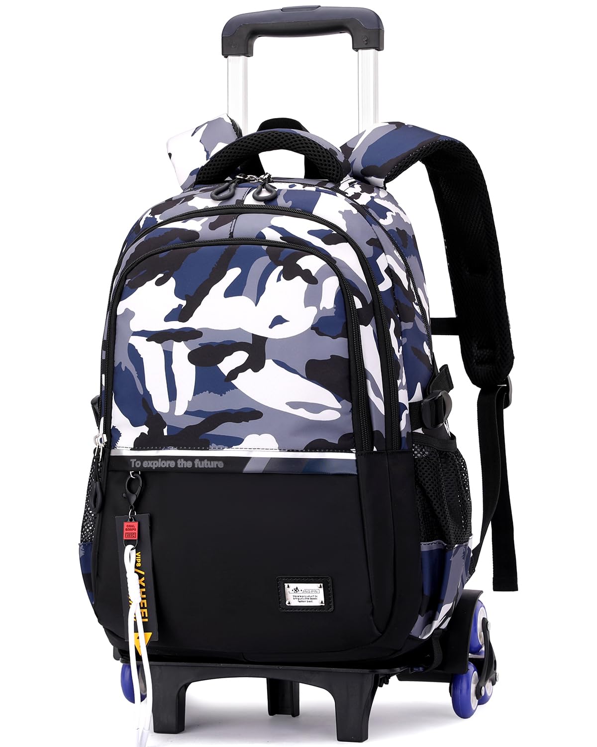 Amythe Cartable à Roulettes Garçon - Sac à Dos Scolaire Garçon avec Chariot Détachable pour Collège Lycée, Compartiment Ordinateur 15,6 Pouces, 6 Roues, Pour L'école Loisirs -Noir