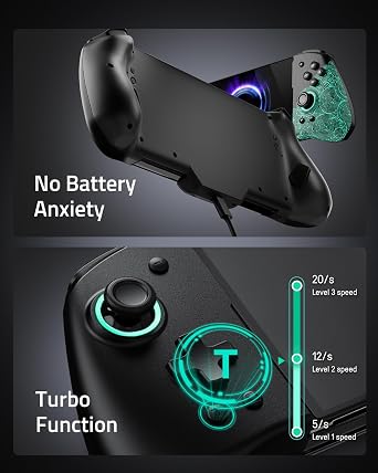 PALPOW Hall Effect Switch Controller for Nintendo Switch/OLED One-Piece JoyPad, Ergonomic Switch Handheld Controller with/RGB/Turbo/Mapped Switch Pro Controller - Black