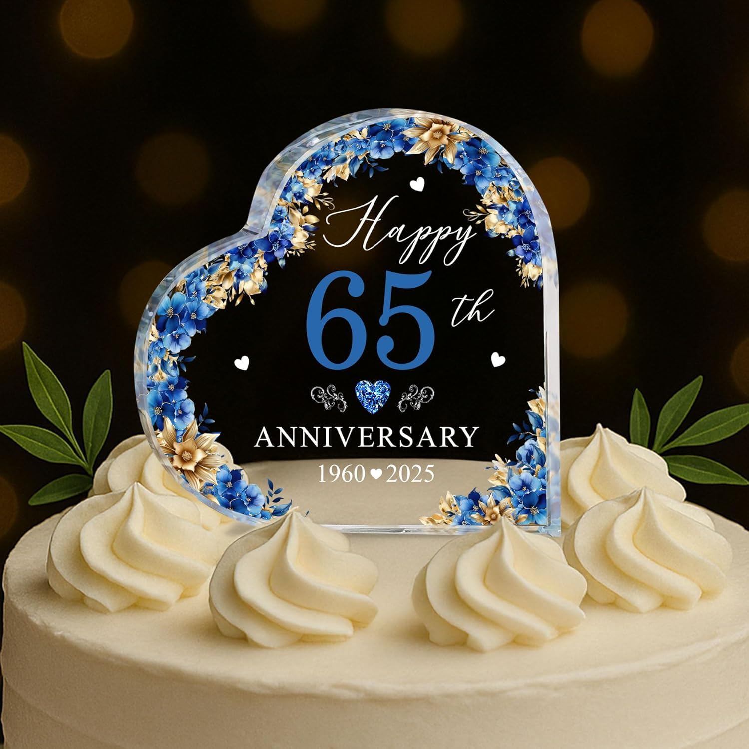 Personalised 65th Wedding Anniversary Acrylic Cake Topper, 65 th Anniversary Decorations, 65 Wedding Topper, 65 Years Of Married Acrylic Plaque Decorative Signage Gifts